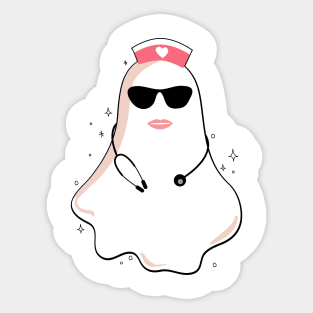 nurse Ghost with glasses nurse soul halloween :cool ghost Sticker